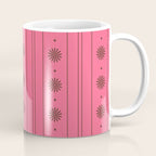 Daisy Stripes Eclectic Cottage Pattern Pink and Brown Coffee Mug Gallery Image 1