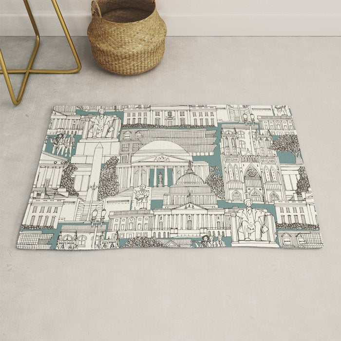 Washington DC toile juniper Rug Gallery Image 1