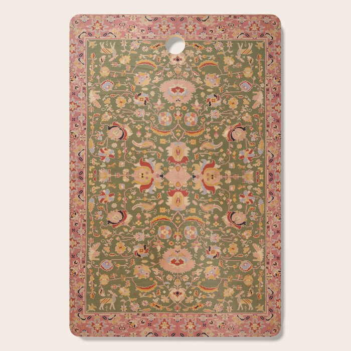 Antique Portuguese Needlepoint Rose Green Pattern Cutting Board Gallery Image 1