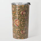 Antique Portuguese Needlepoint Rose Green Pattern Travel Mug Gallery Image 2