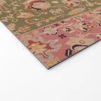 Antique Portuguese Needlepoint Rose Green Pattern Welcome Mat Gallery Image 2