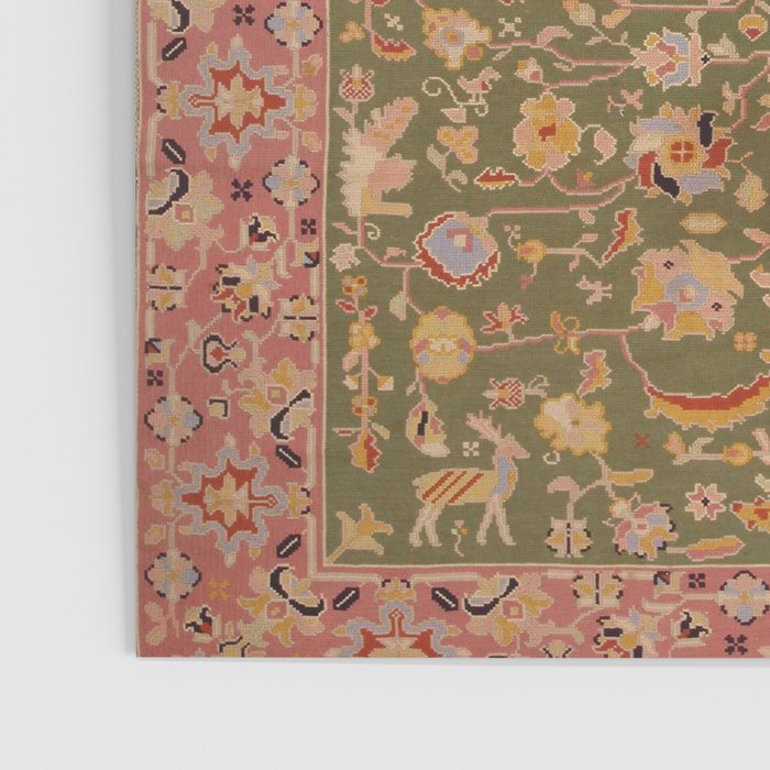 Antique Portuguese Needlepoint Rose Green Pattern Poster Gallery Image 3