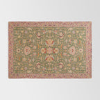 Antique Portuguese Needlepoint Rose Green Pattern Rug Gallery Image 2