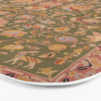 Antique Portuguese Needlepoint Rose Green Pattern Bath Mat Gallery Image 3