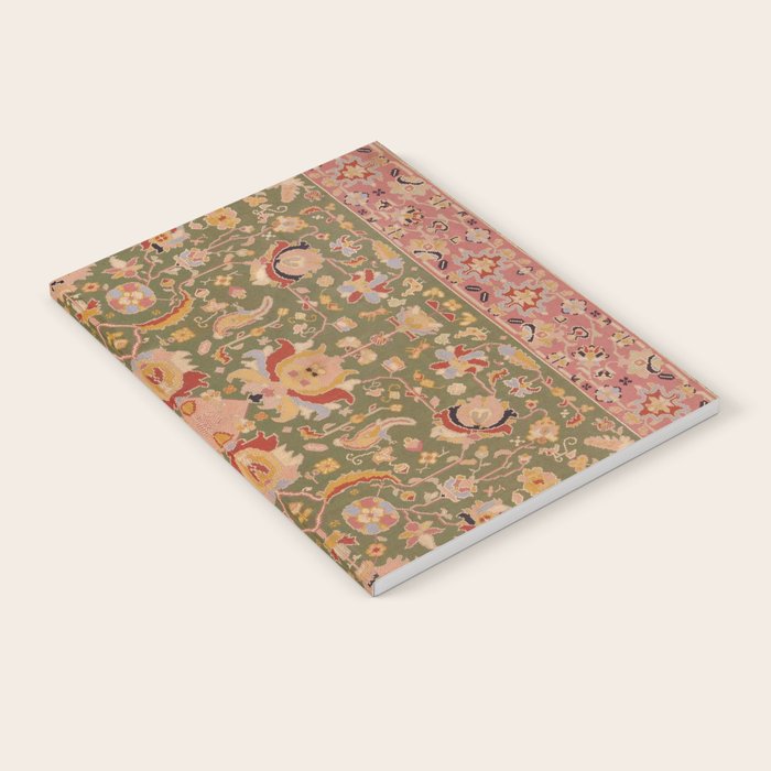 Antique Portuguese Needlepoint Rose Green Pattern Notebook Gallery Image 2