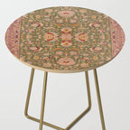 Antique Portuguese Needlepoint Rose Green Pattern Side Table Gallery Image 2