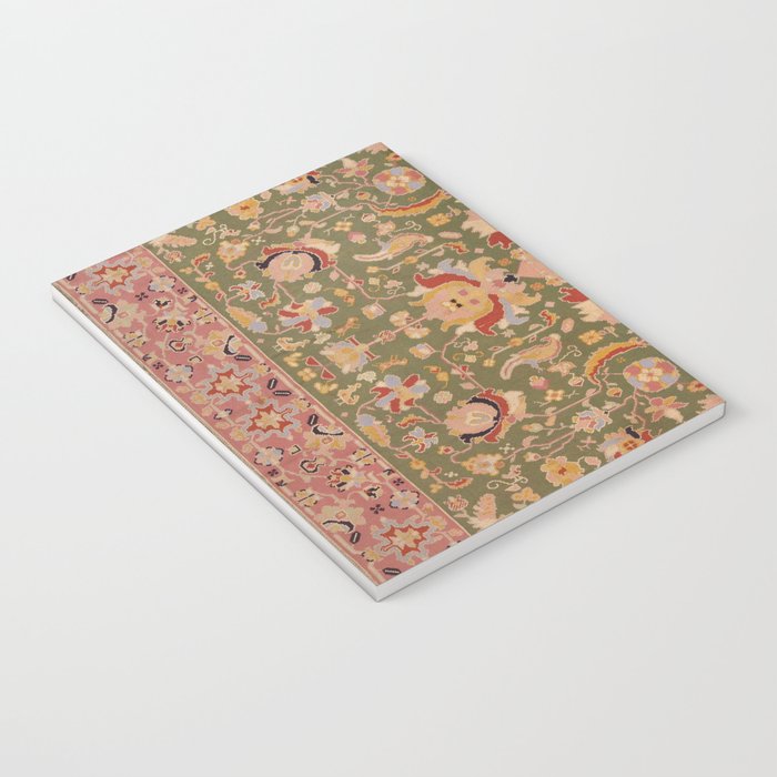 Antique Portuguese Needlepoint Rose Green Pattern Notebook Gallery Image 3