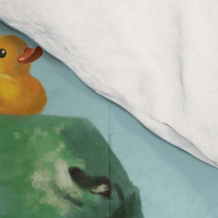 Playful T-Rex in Bathtub in Green Comforter Gallery Image 4