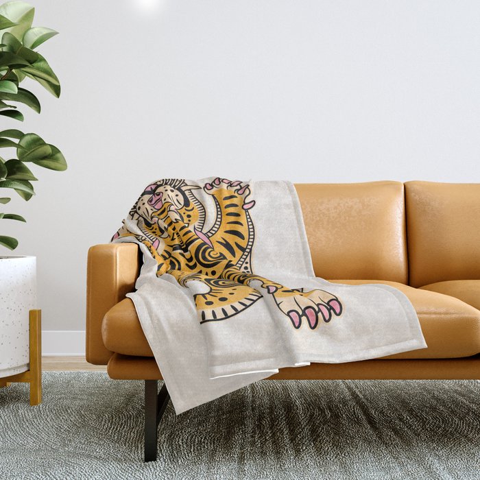 King Of The Jungle 01: Golden Tiger Edition Throw Blanket Gallery Image 1