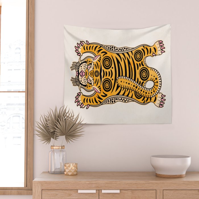King Of The Jungle 01: Golden Tiger Edition Wall Tapestry Gallery Image 2