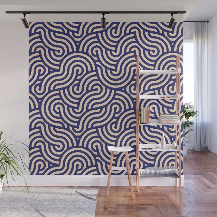 SWIRL Lapis and Almond Wall Mural Gallery Image 1