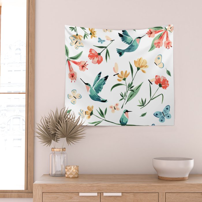 Hummingbirds Wall Tapestry Gallery Image 2
