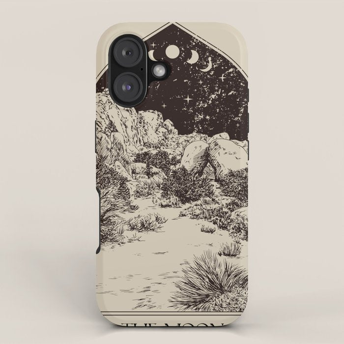 The Moon Tarot Card Poster. Mystic Landscape. Esoteric tarot. Dark moon iPhone Case Gallery Image 1