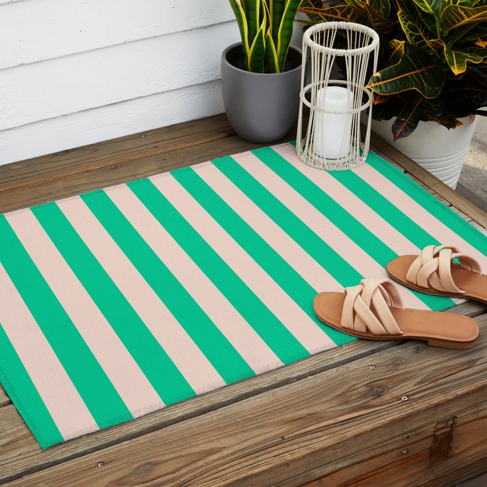 minted stripe  Outdoor Rug Gallery Image 2