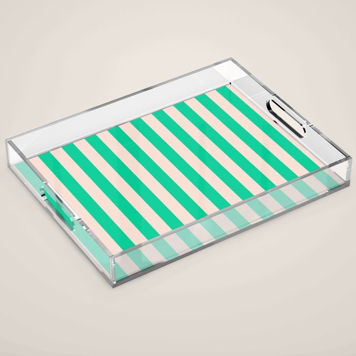 minted stripe  Acrylic Tray Gallery Image 1