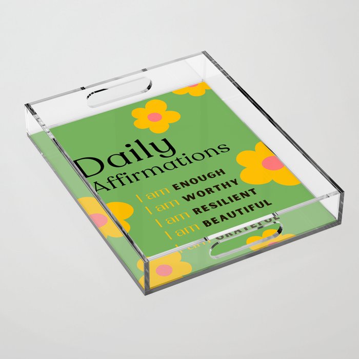 daily affirmations - self care motivational intentions Acrylic Tray Gallery Image 1
