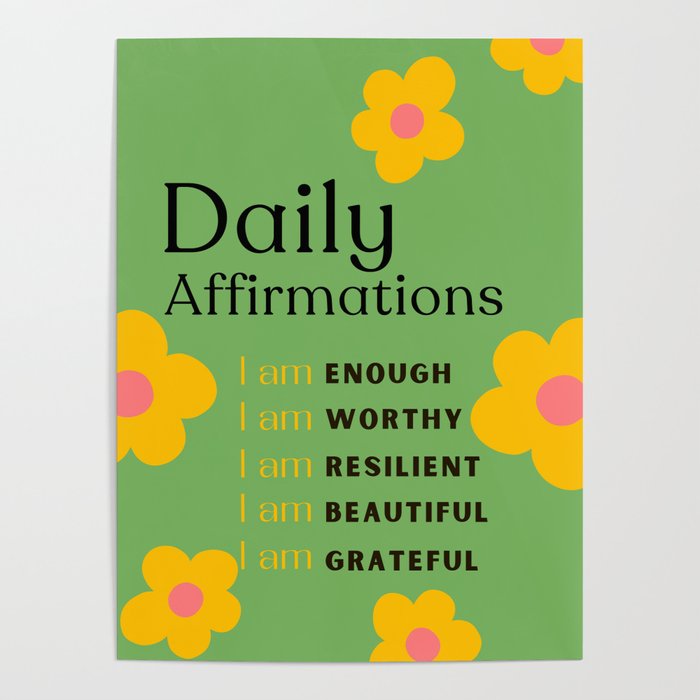 daily affirmations - self care motivational intentions Poster Gallery Image 1
