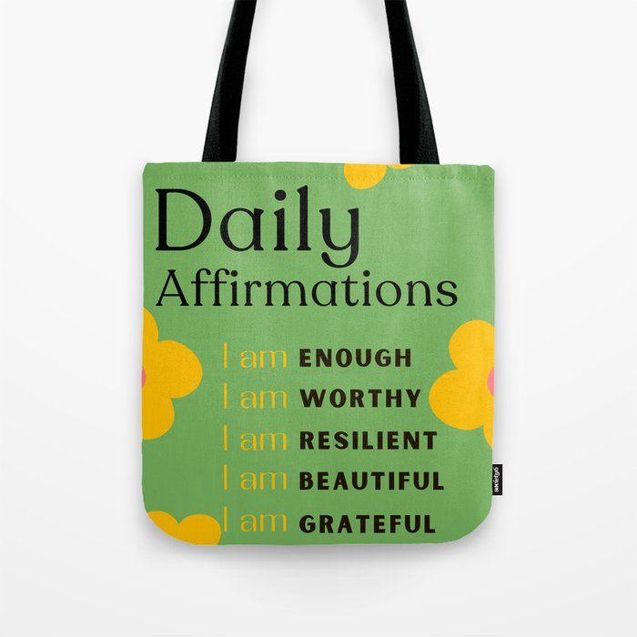 daily affirmations - self care motivational intentions Tote Bag Gallery Image 1