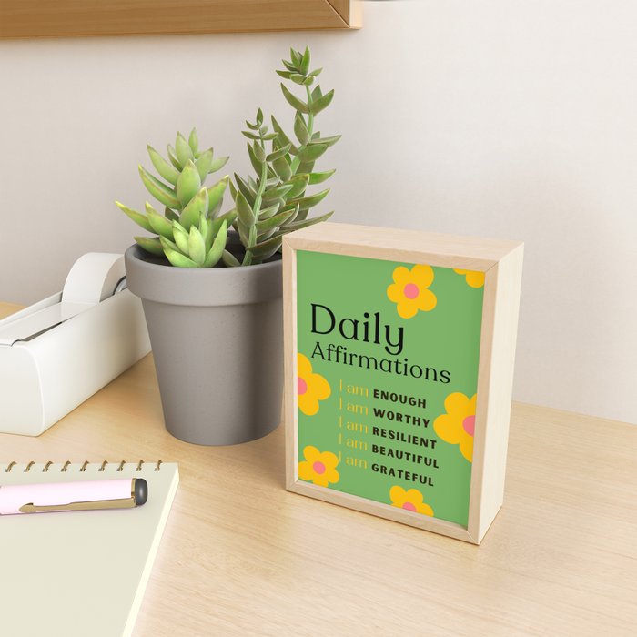 daily affirmations - self care motivational intentions Mini Art Print Gallery Image 2