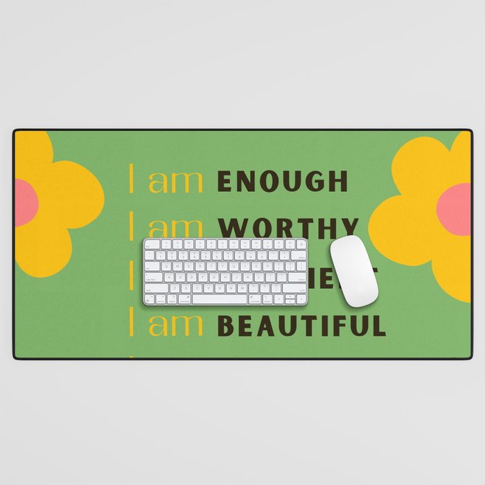 daily affirmations - self care motivational intentions Desk Mat Gallery Image 1
