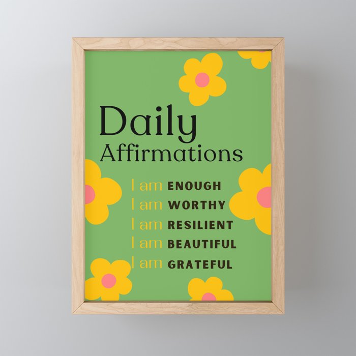 daily affirmations - self care motivational intentions Mini Art Print Gallery Image 1