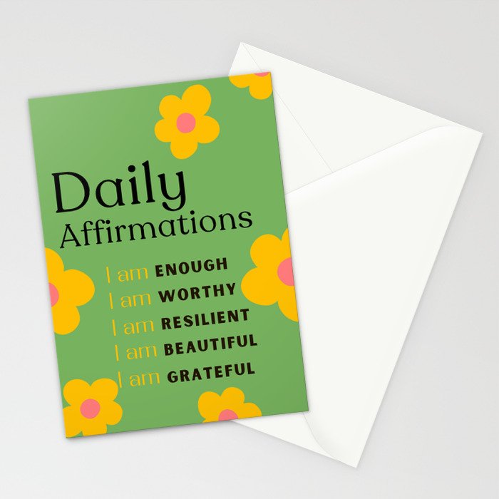 daily affirmations - self care motivational intentions Stationery Card Gallery Image 2