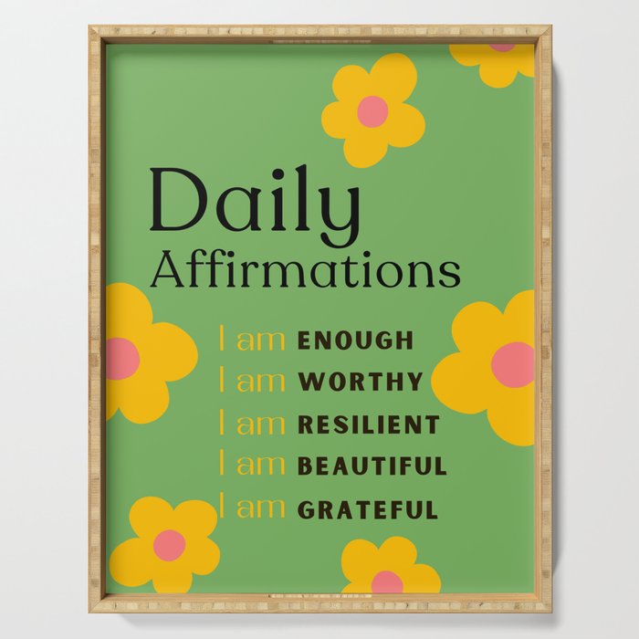 daily affirmations - self care motivational intentions Serving Tray Gallery Image 1
