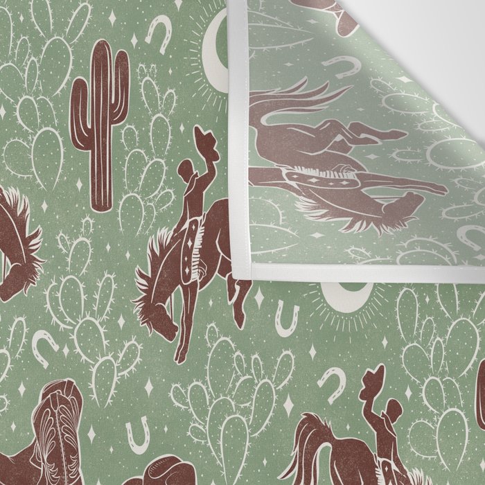 Cowboys and Cacti - sage Wall Tapestry Gallery Image 3