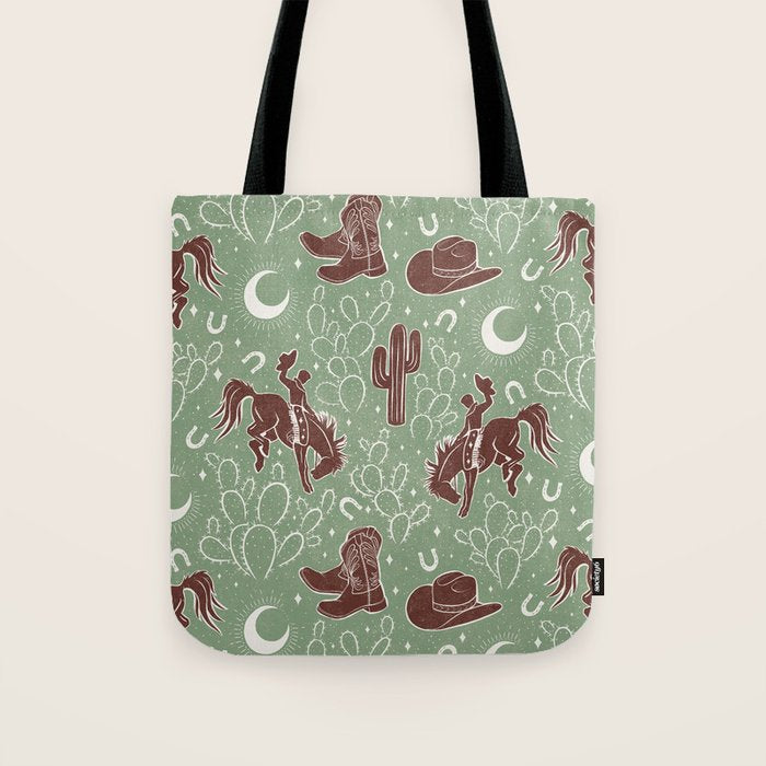 Cowboys and Cacti - sage Tote Bag Gallery Image 1