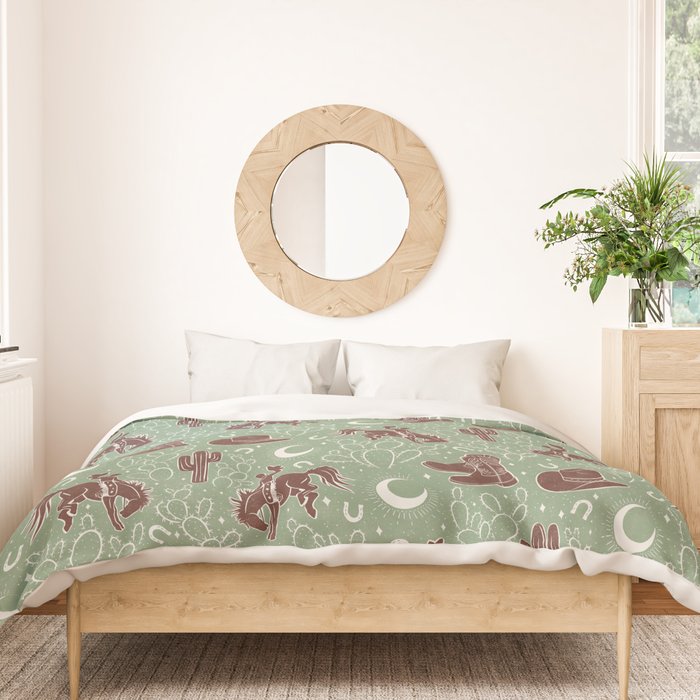 Cowboys and Cacti - sage Duvet Cover Gallery Image 3