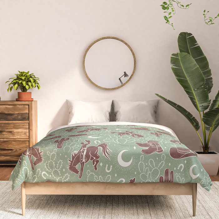 Cowboys and Cacti - sage Comforter Gallery Image 3