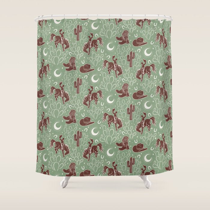 Cowboys and Cacti - sage Shower Curtain Gallery Image 1