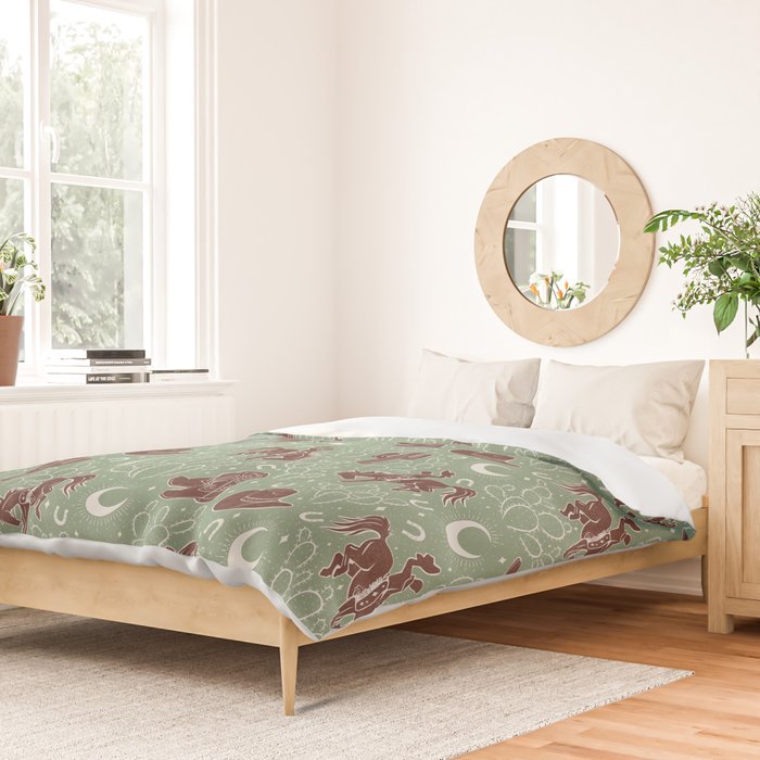 Cowboys and Cacti - sage Duvet Cover Gallery Image 2