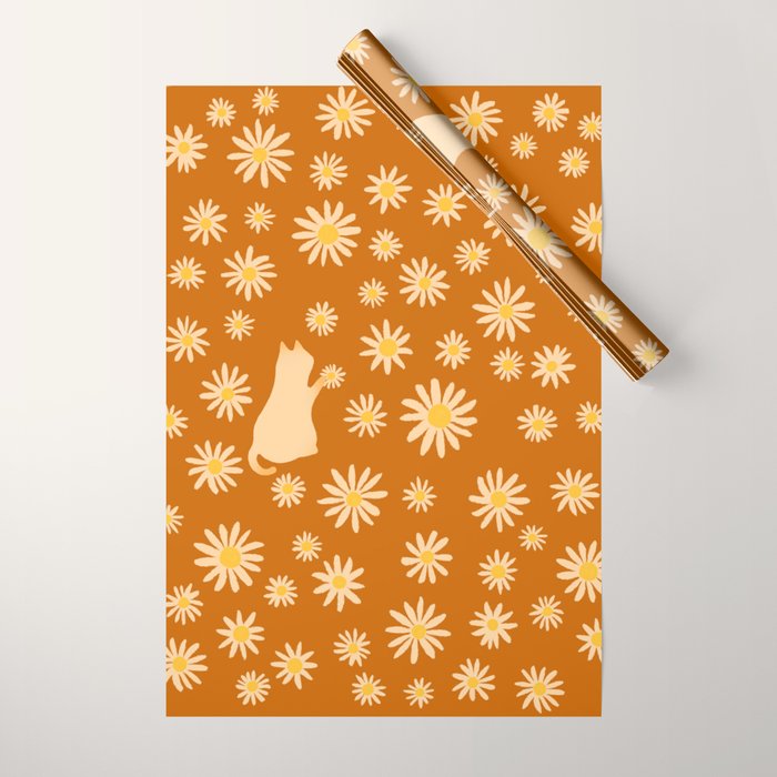 Hidden cat 44o Autumn flowers fall Wrapping Paper Gallery Image 1
