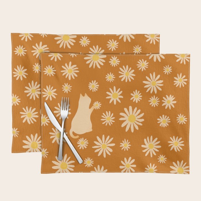 Hidden cat 44o Autumn flowers fall Placemat Gallery Image 1