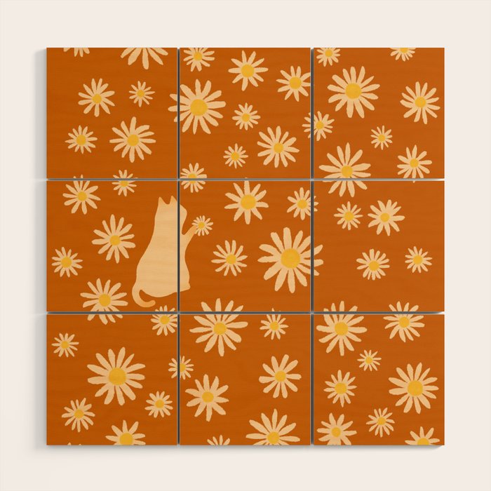 Hidden cat 44o Autumn flowers fall Wood Wall Art Gallery Image 1