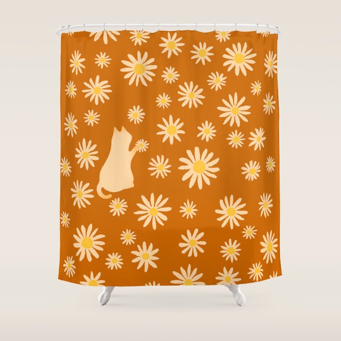 Hidden cat 44o Autumn flowers fall Shower Curtain Gallery Image 1