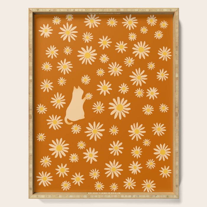 Hidden cat 44o Autumn flowers fall Serving Tray Gallery Image 1