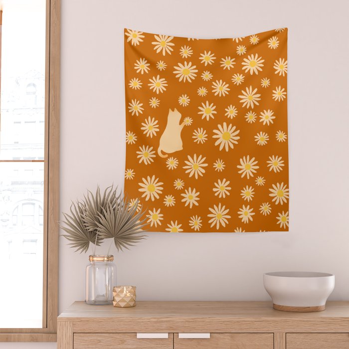 Hidden cat 44o Autumn flowers fall Wall Tapestry Gallery Image 2