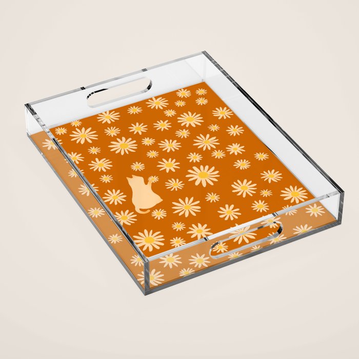 Hidden cat 44o Autumn flowers fall Acrylic Tray Gallery Image 1