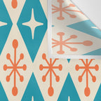 Mid Century Modern Atomic Age Googie Pattern 107 Turquoise and Orange Wall Tapestry Gallery Image 3