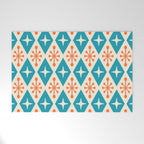 Mid Century Modern Atomic Age Googie Pattern 107 Turquoise and Orange Welcome Mat Gallery Image 1