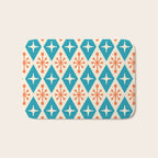 Mid Century Modern Atomic Age Googie Pattern 107 Turquoise and Orange Bath Mat Gallery Image 1