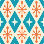 Mid Century Modern Atomic Age Googie Pattern 107 Turquoise and Orange Coffee Mug Gallery Image 2