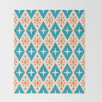 Mid Century Modern Atomic Age Googie Pattern 107 Turquoise and Orange Throw Blanket Gallery Image 2
