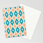 Mid Century Modern Atomic Age Googie Pattern 107 Turquoise and Orange Stationery Card Gallery Image 2