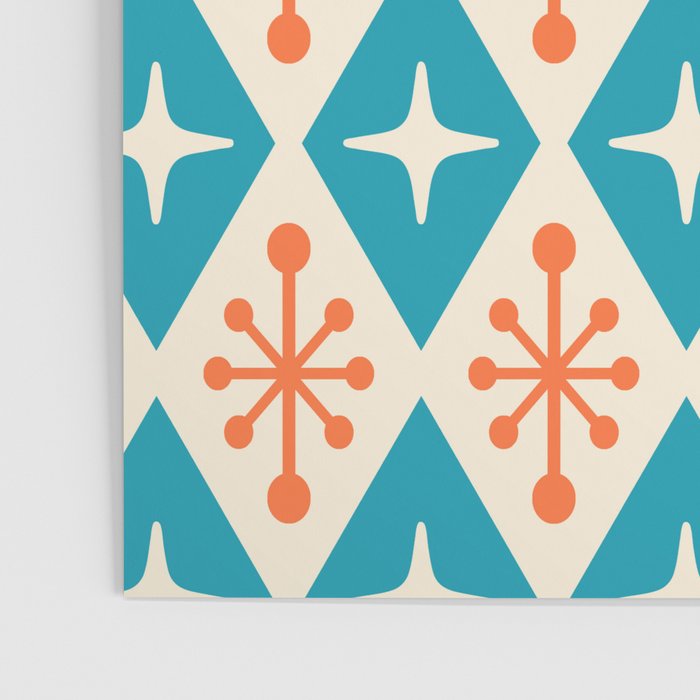 Mid Century Modern Atomic Age Googie Pattern 107 Turquoise and Orange Poster Gallery Image 3