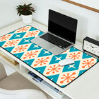 Mid Century Modern Atomic Age Googie Pattern 107 Turquoise and Orange Desk Mat Gallery Image 2