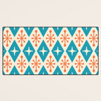 Mid Century Modern Atomic Age Googie Pattern 107 Turquoise and Orange Desk Mat Gallery Image 3