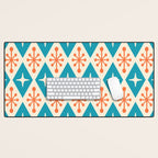 Mid Century Modern Atomic Age Googie Pattern 107 Turquoise and Orange Desk Mat Gallery Image 1
